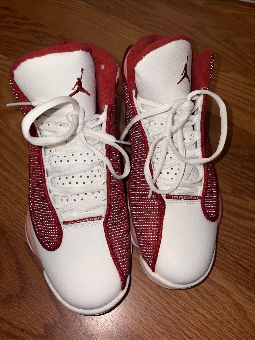 Jordan Red and White High-Top Sneakers - Picture 2 of 3